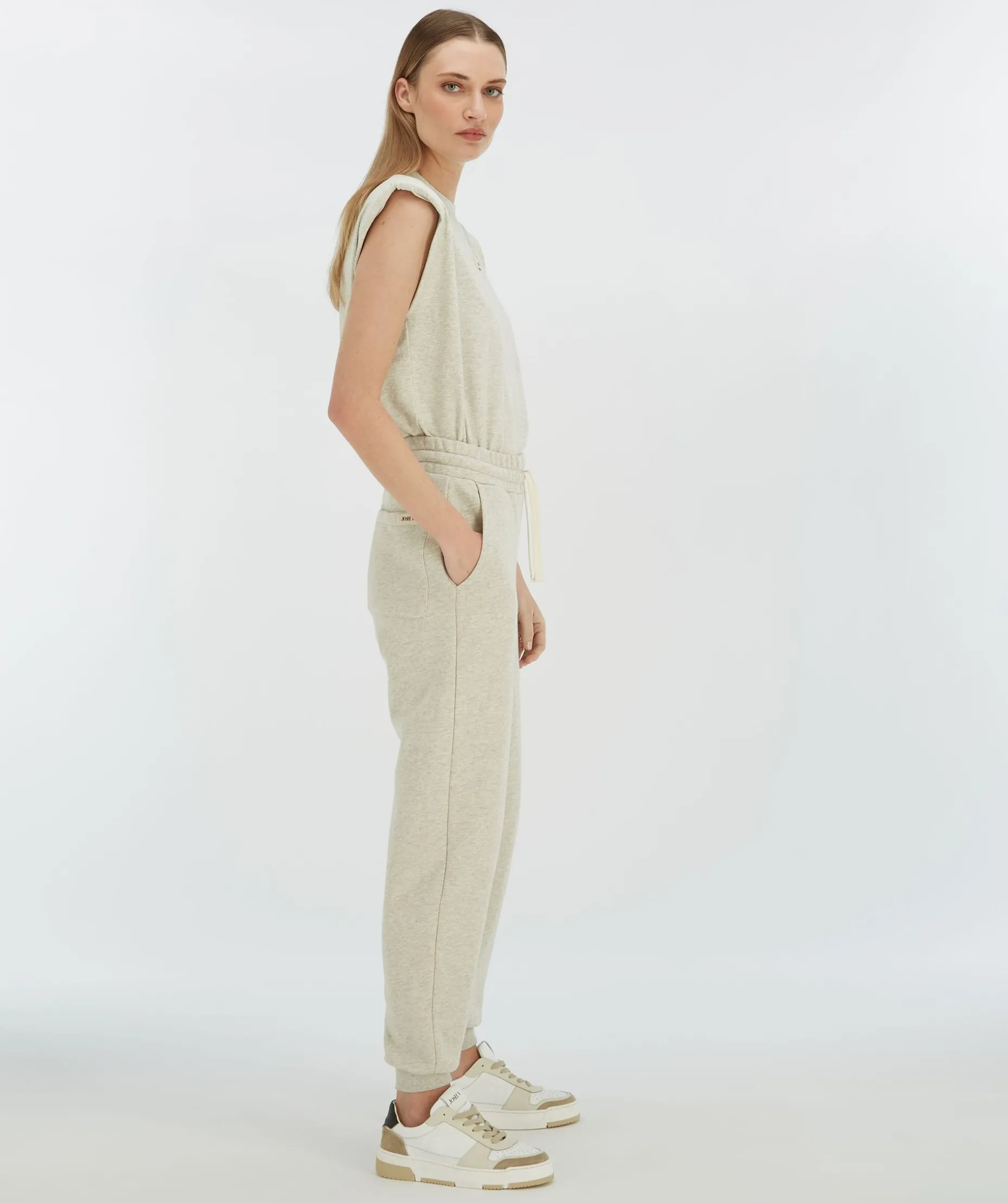 PRESTON straight fit joggingbroek - salt melange