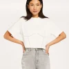 QUINN oversized T-shirt met sierstenen - off white