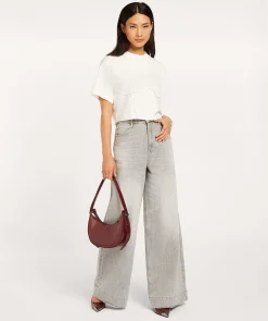QUINN oversized T-shirt met sierstenen - off white