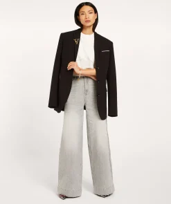 QUINN oversized T-shirt met sierstenen - off white