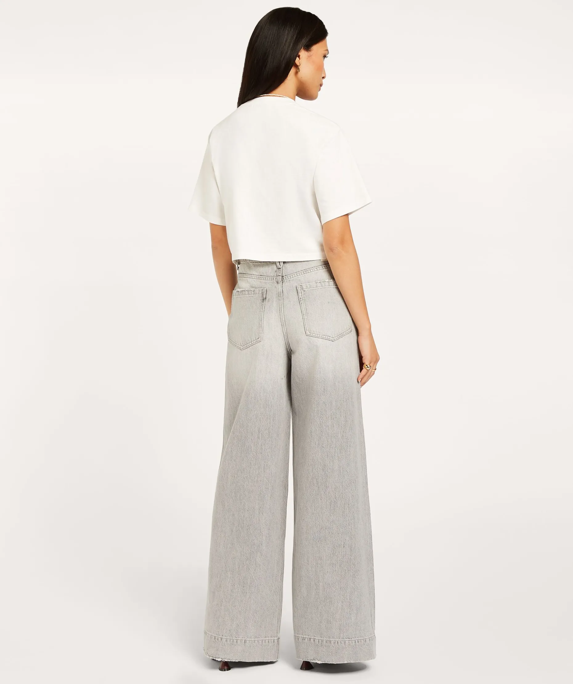 QUINN oversized T-shirt met sierstenen - off white