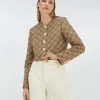 REMI cropped blazer met logoprint - mink