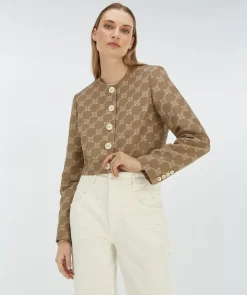 REMI cropped blazer met logoprint - mink