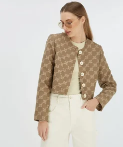 REMI cropped blazer met logoprint - mink