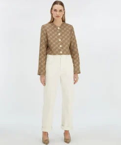 REMI cropped blazer met logoprint - mink