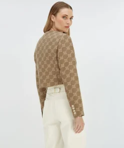 REMI cropped blazer met logoprint - mink