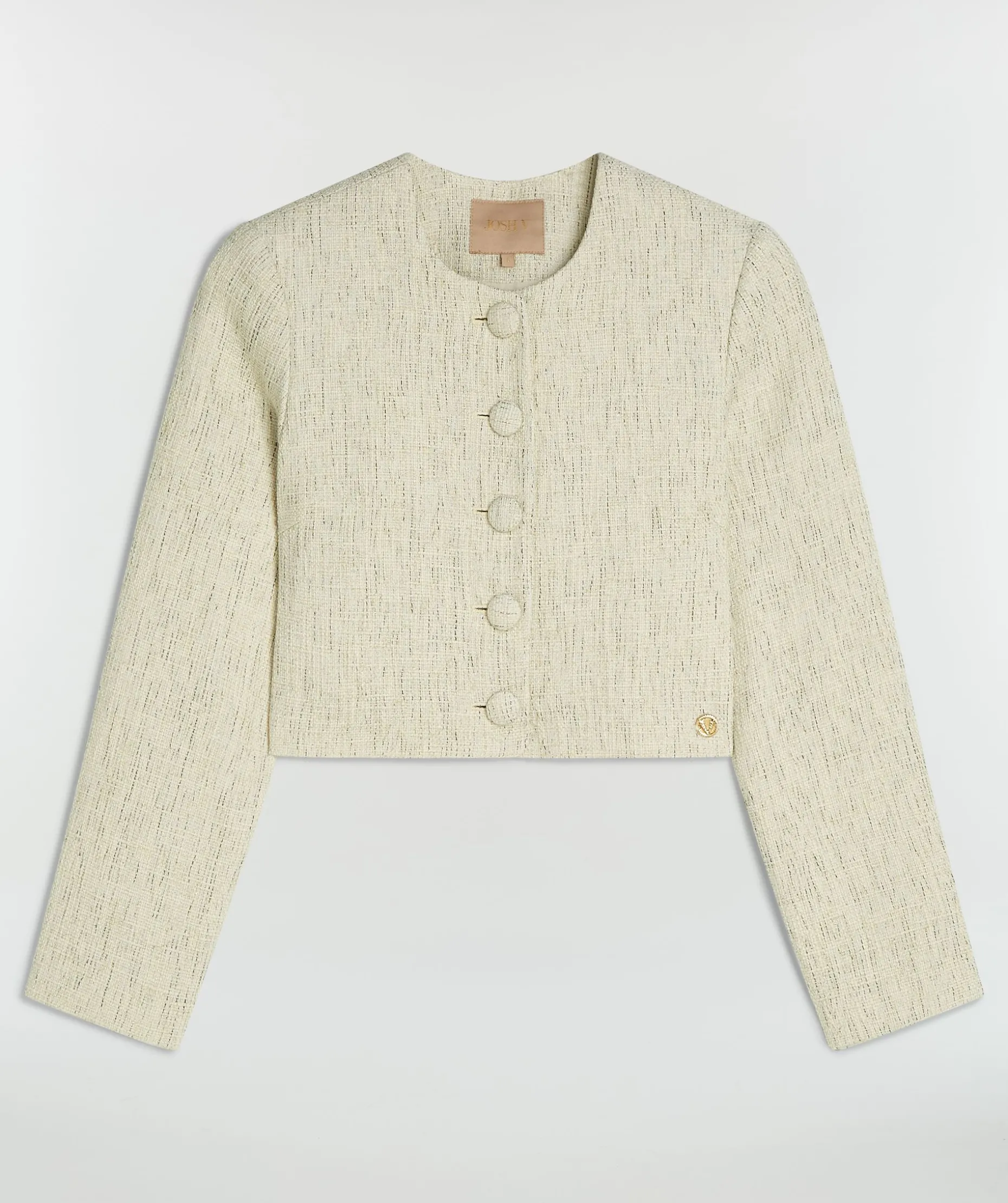 REMI cropped bouclé blazer met lurex - light ecru