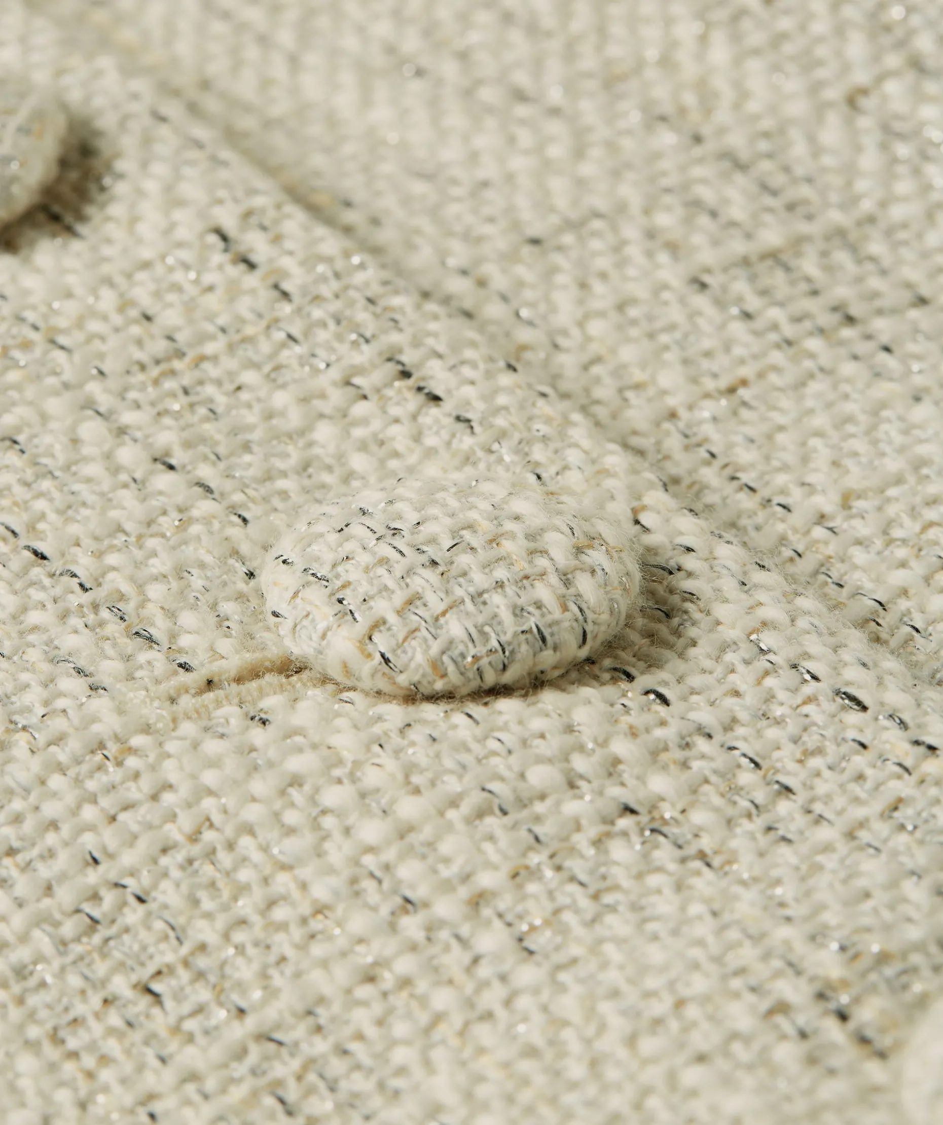 REMI cropped bouclé blazer met lurex - light ecru