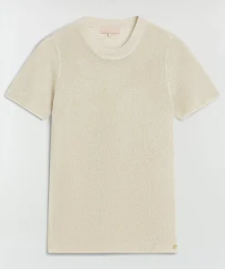 RIO slim fit top met glitter - light gold