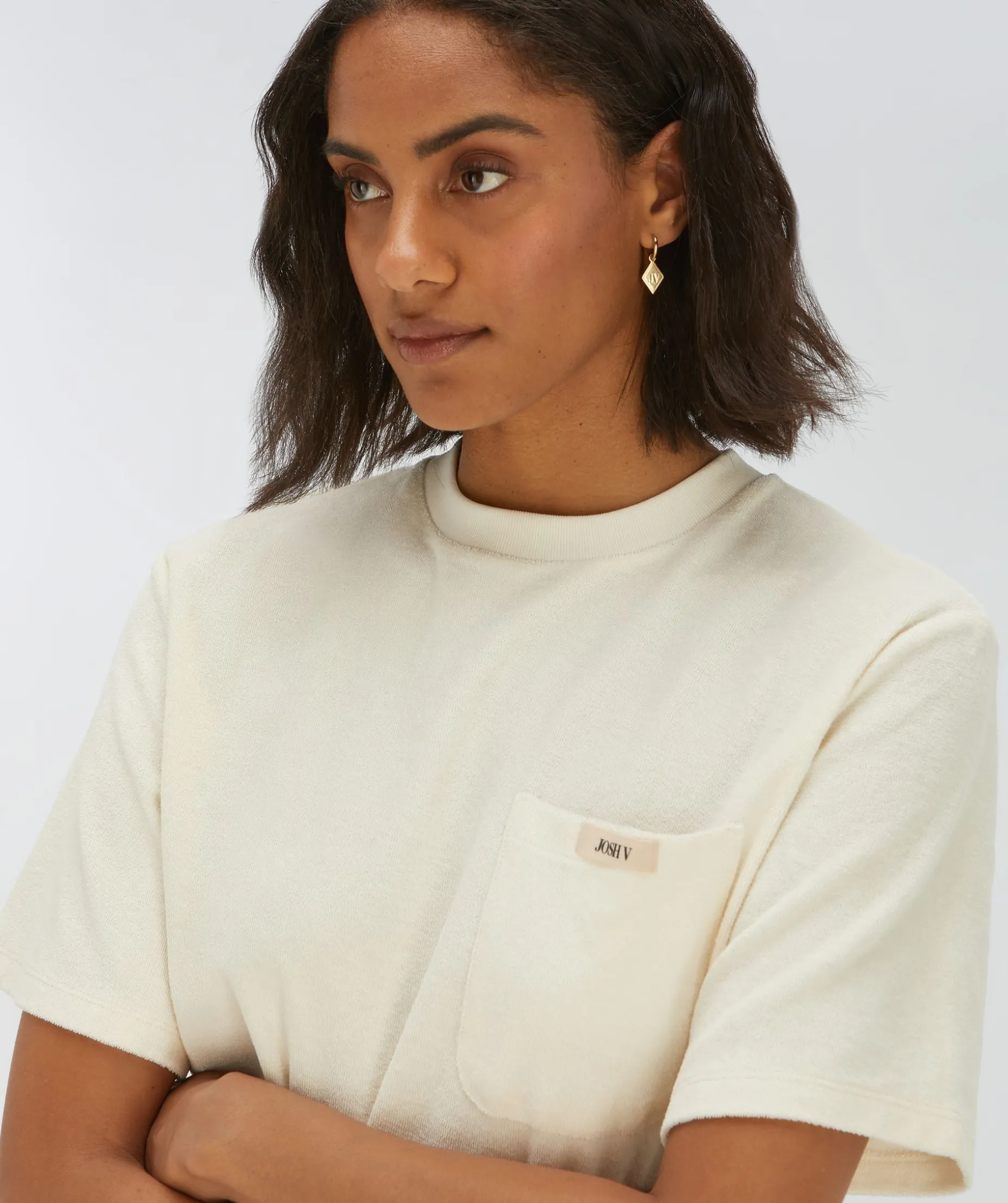 RIVA T-shirt van badstof - creme white