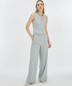RUDY fitted gilet met krijtstreep - sky blue