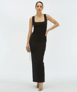 SHELLY fitted maxi jurk - black
