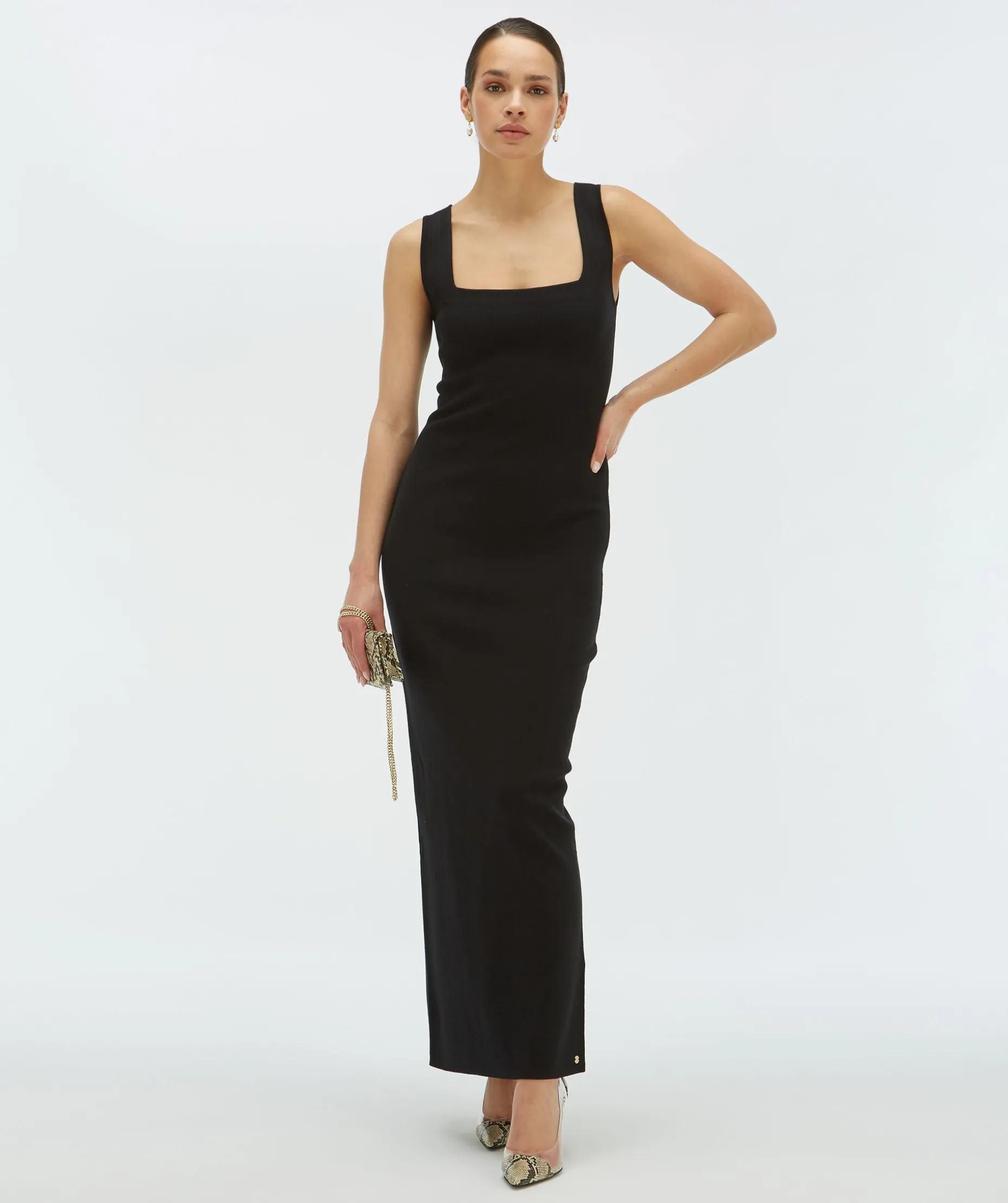 SHELLY fitted maxi jurk - black