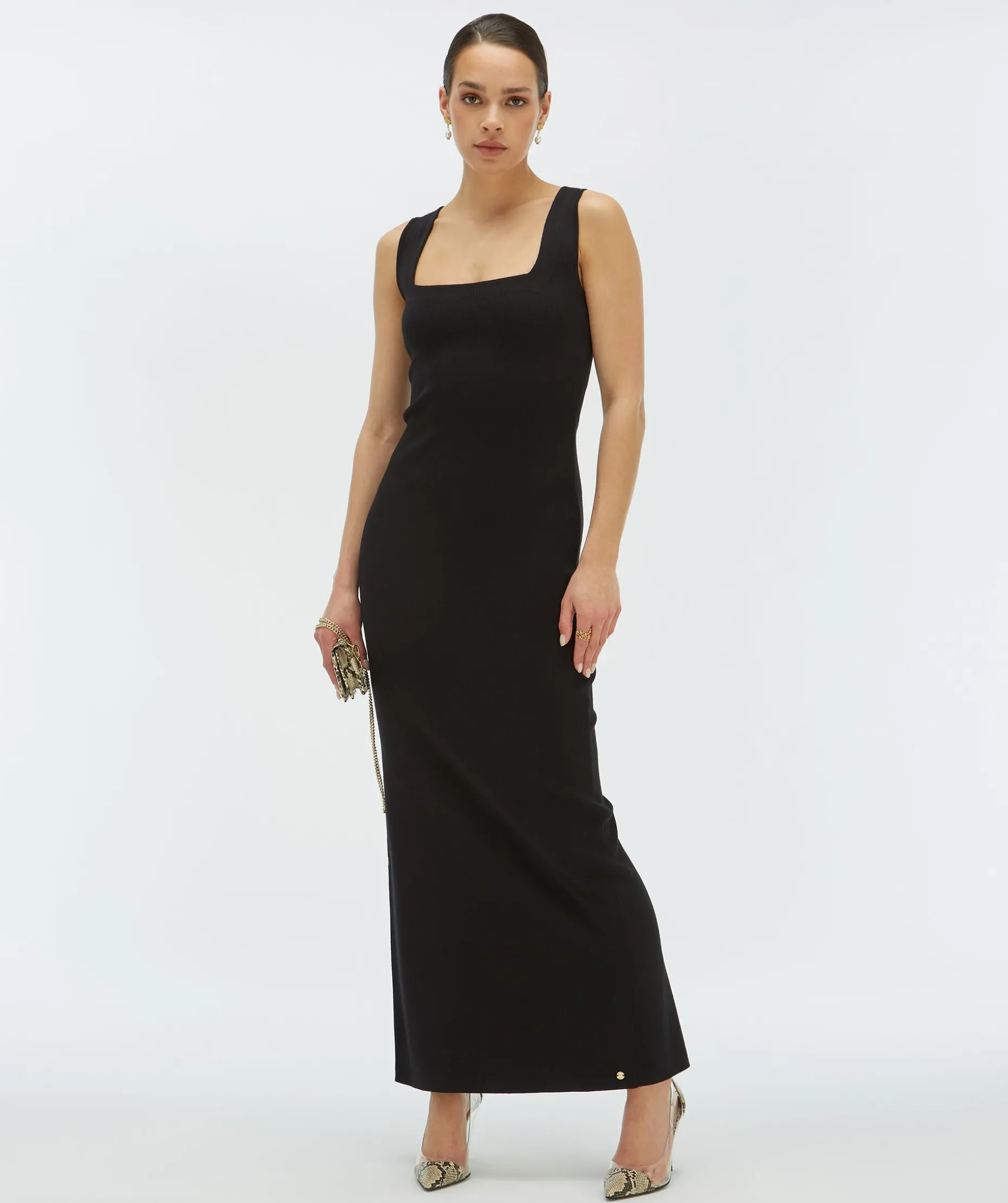 SHELLY fitted maxi jurk - black