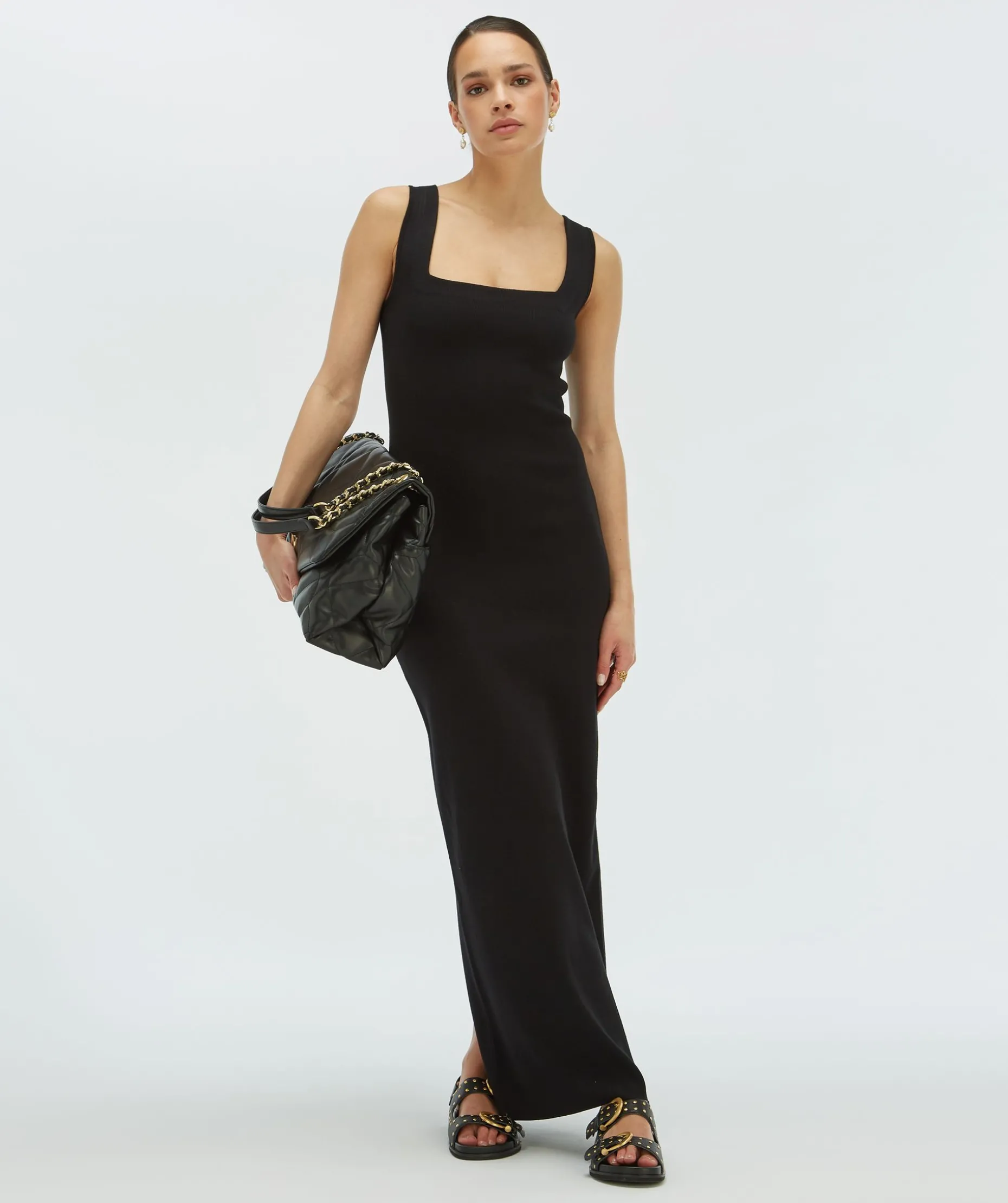 SHELLY fitted maxi jurk - black
