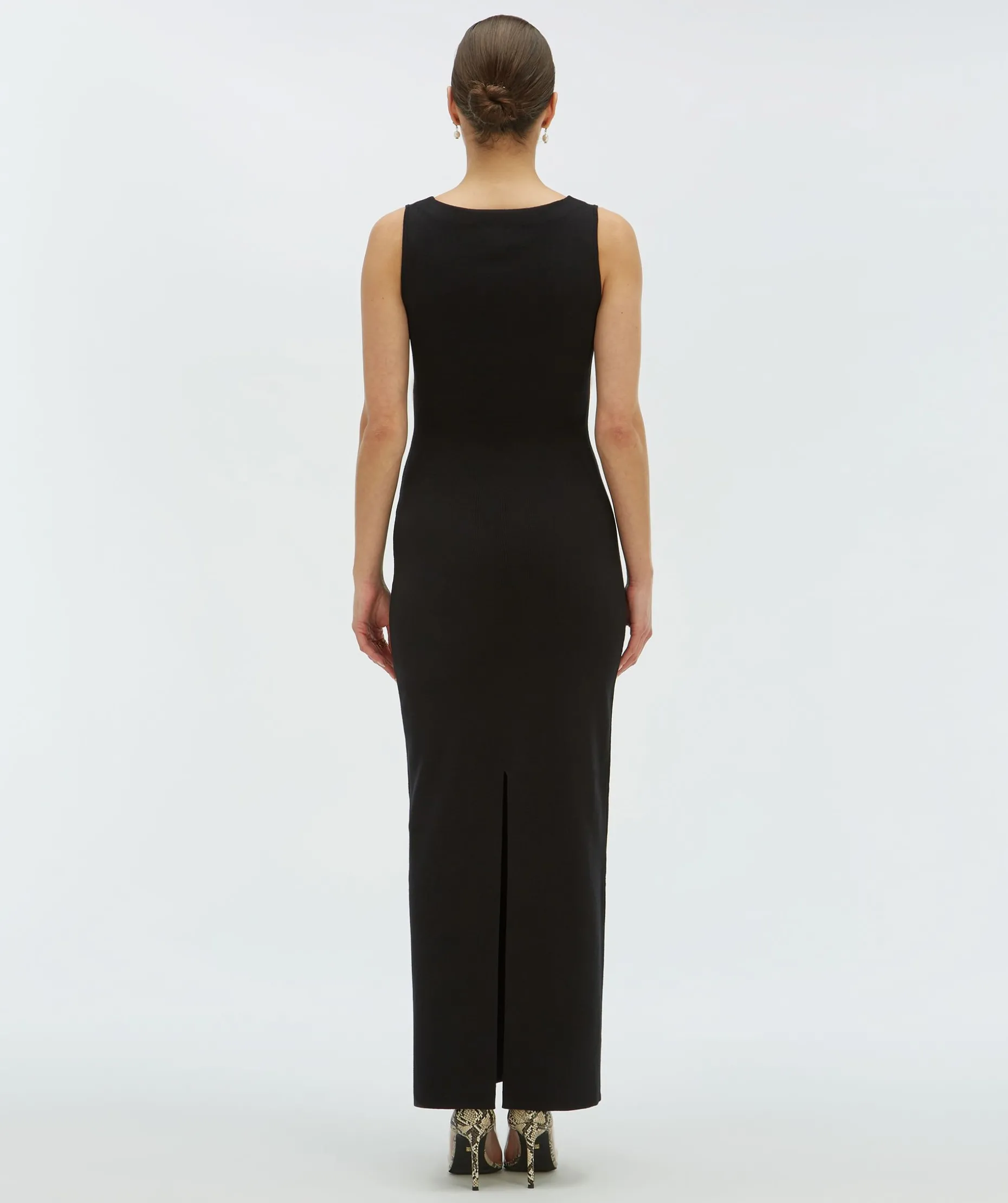 SHELLY fitted maxi jurk - black