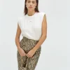 SUE T-shirt met schoudervulling - off white