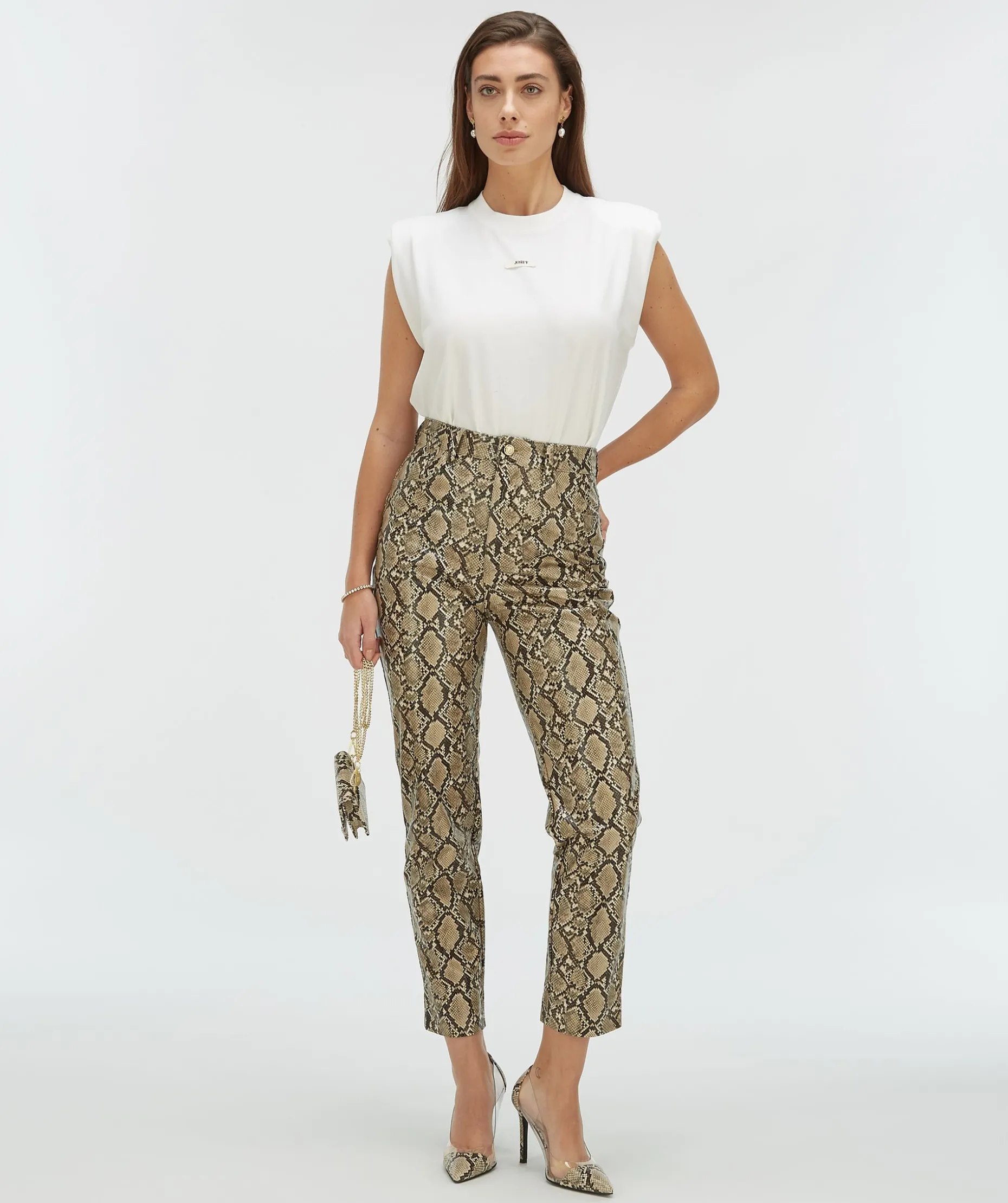 SUE T-shirt met schoudervulling - off white
