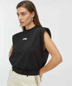 SUE T-shirt met schoudervulling - black
