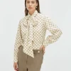 SYDNEY regular fit blouse met logoprint - light ecru light mink