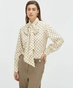 SYDNEY regular fit blouse met logoprint - light ecru light mink