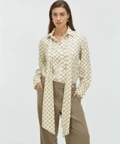 SYDNEY regular fit blouse met logoprint - light ecru light mink