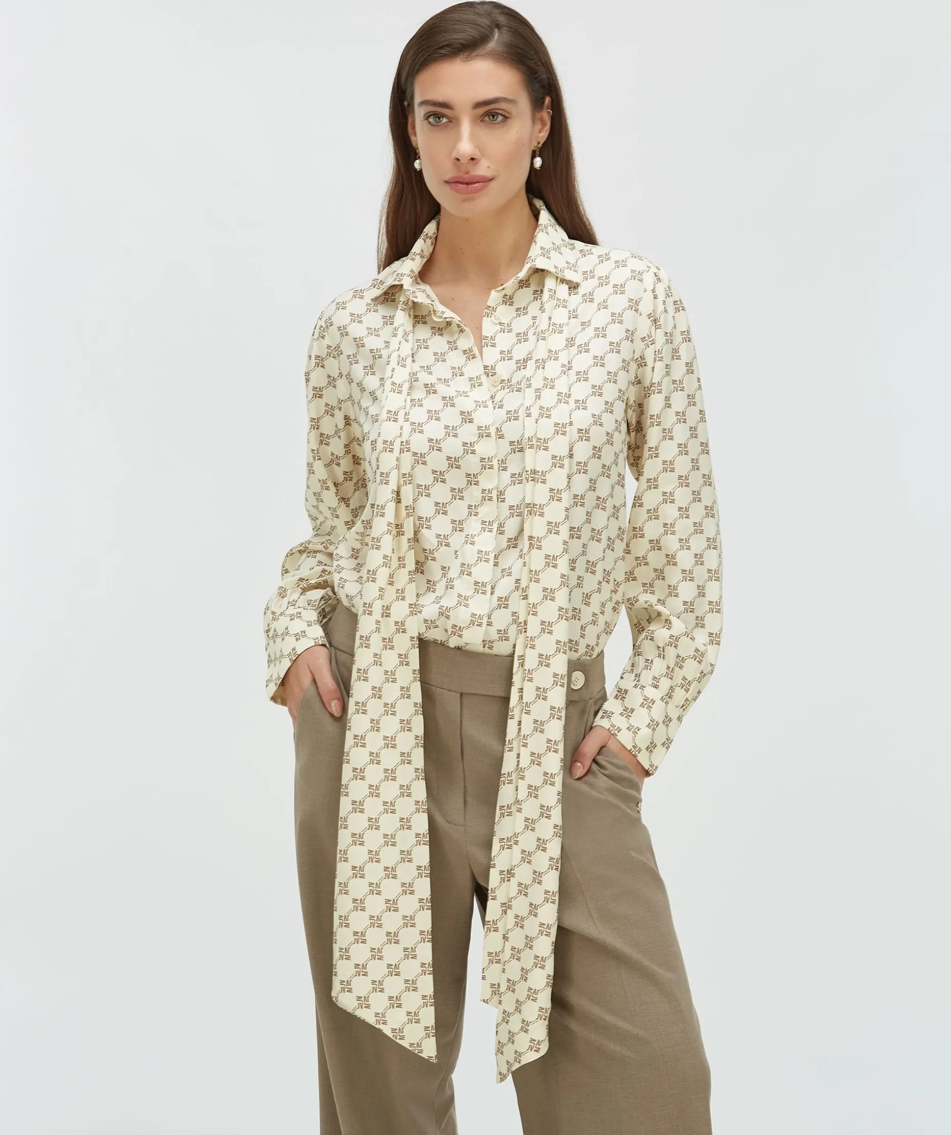 SYDNEY regular fit blouse met logoprint - light ecru light mink