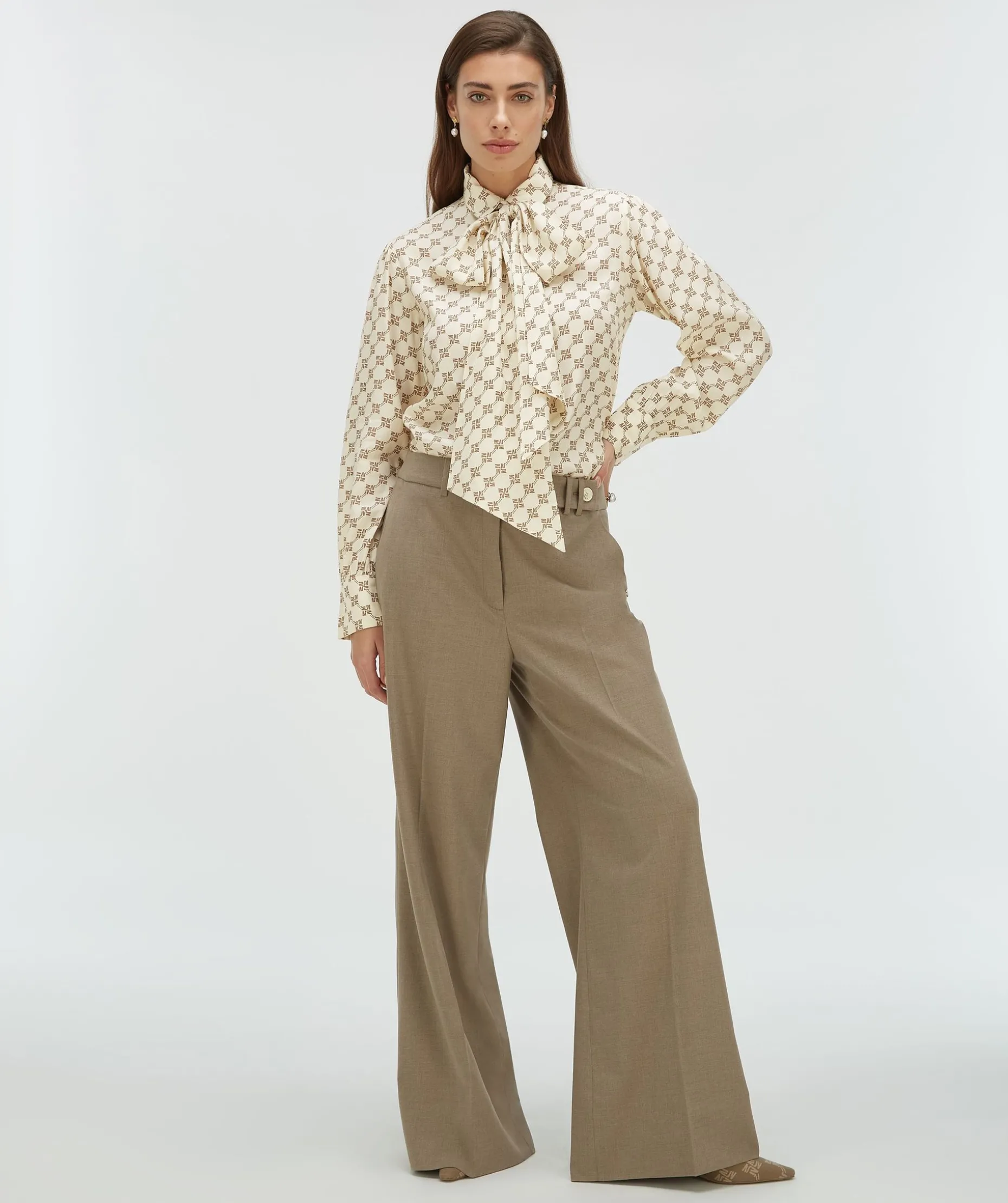 SYDNEY regular fit blouse met logoprint - light ecru light mink