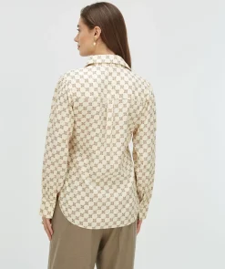 SYDNEY regular fit blouse met logoprint - light ecru light mink