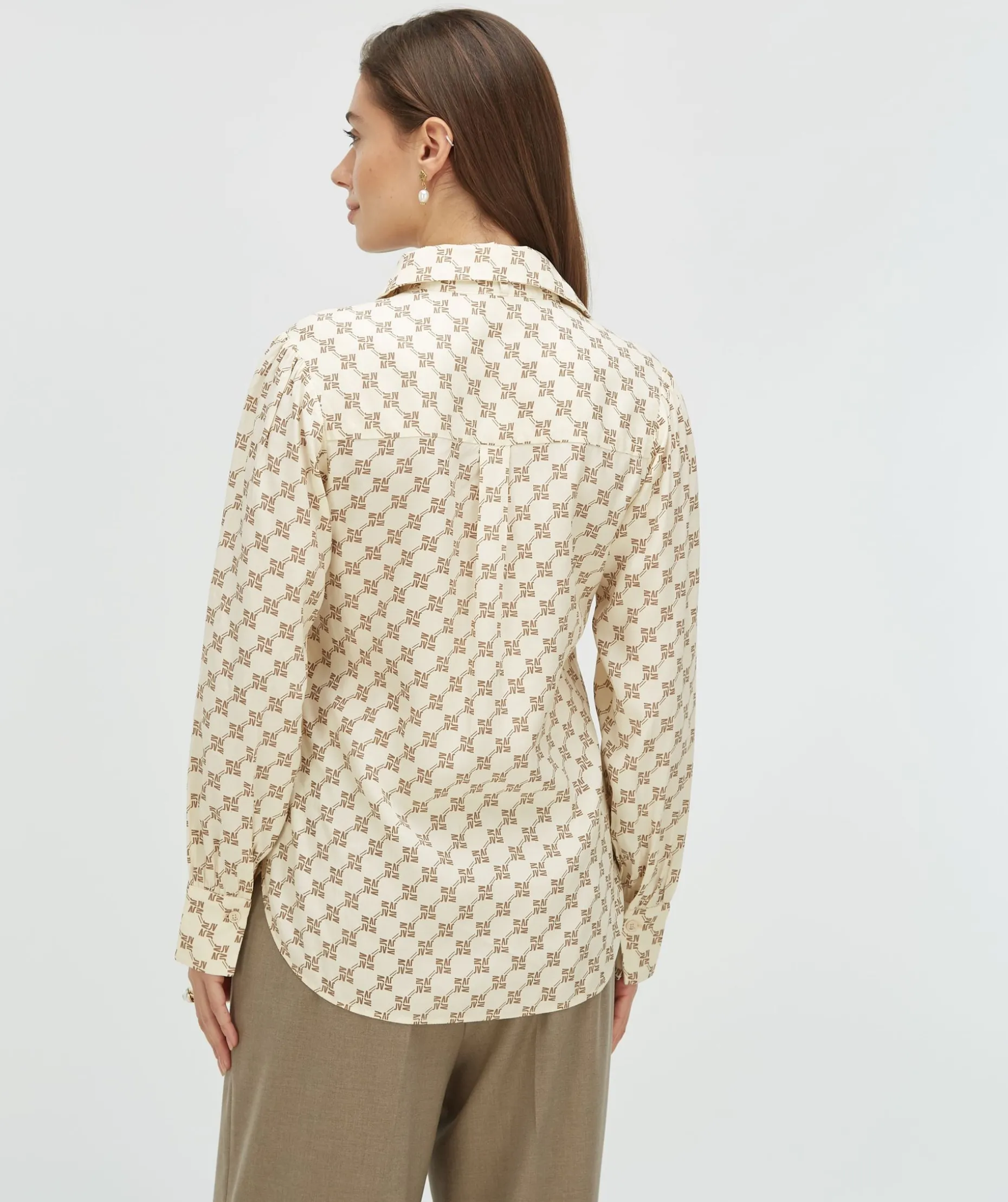 SYDNEY regular fit blouse met logoprint - light ecru light mink