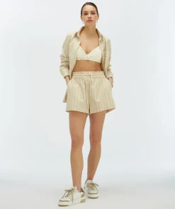 TATUM regular fit shorts met strepen - light ecru