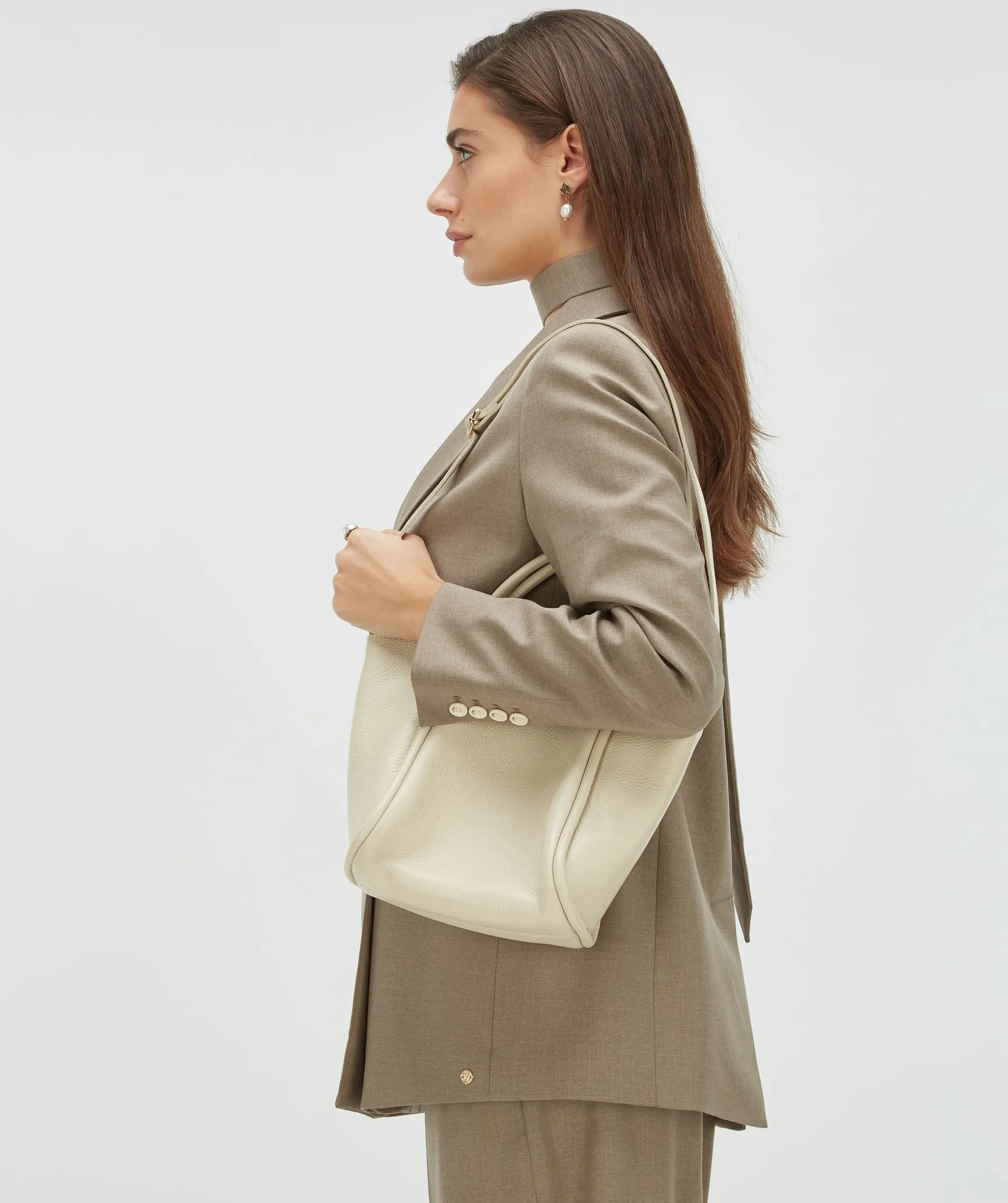 TELMA tas van leer - light ecru