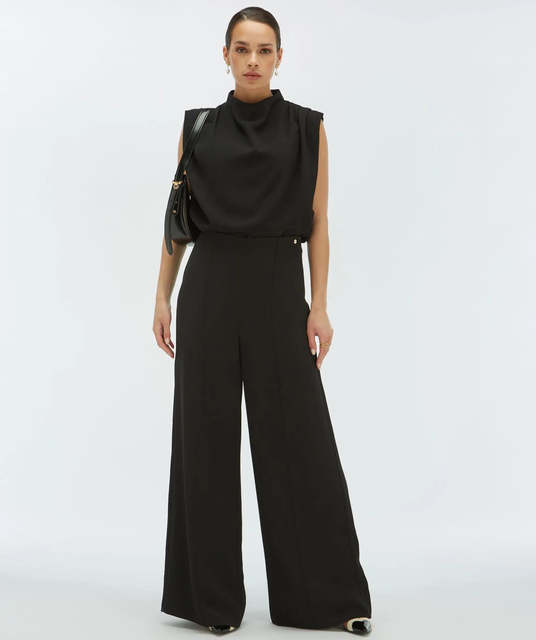 VIVA high waisted wide leg pantalon - black