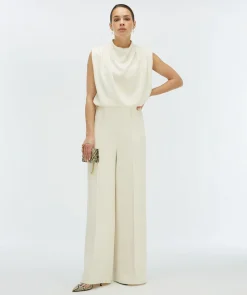 VIVA high waisted wide leg pantalon - cocoon white