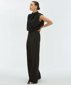 VIVA high waisted wide leg pantalon - black