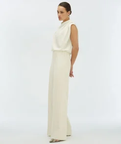 VIVA high waisted wide leg pantalon - cocoon white