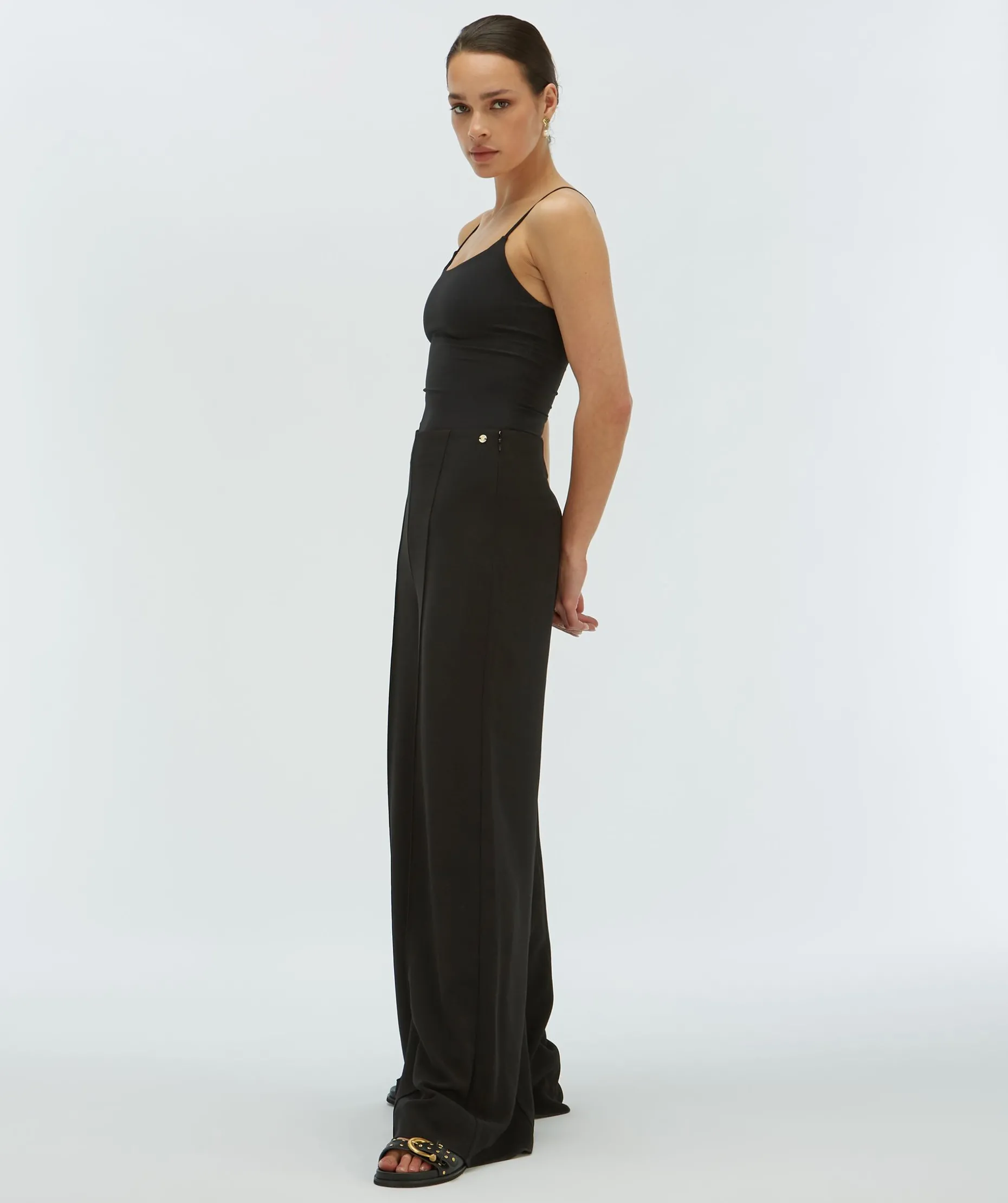 VIVA high waisted wide leg pantalon - black