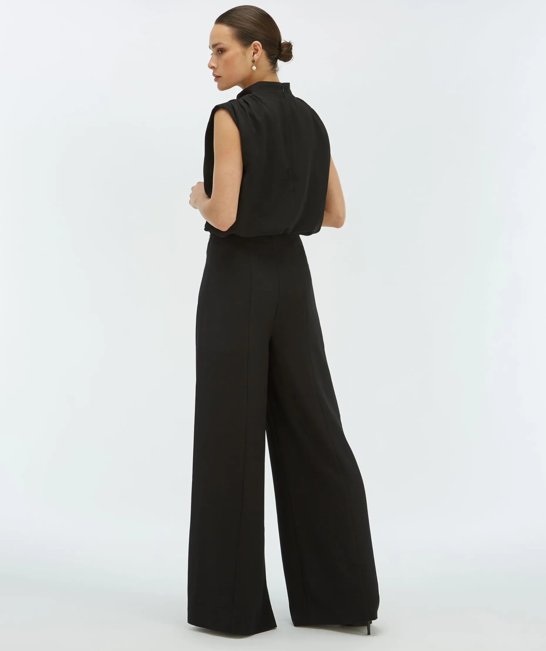 VIVA high waisted wide leg pantalon - black