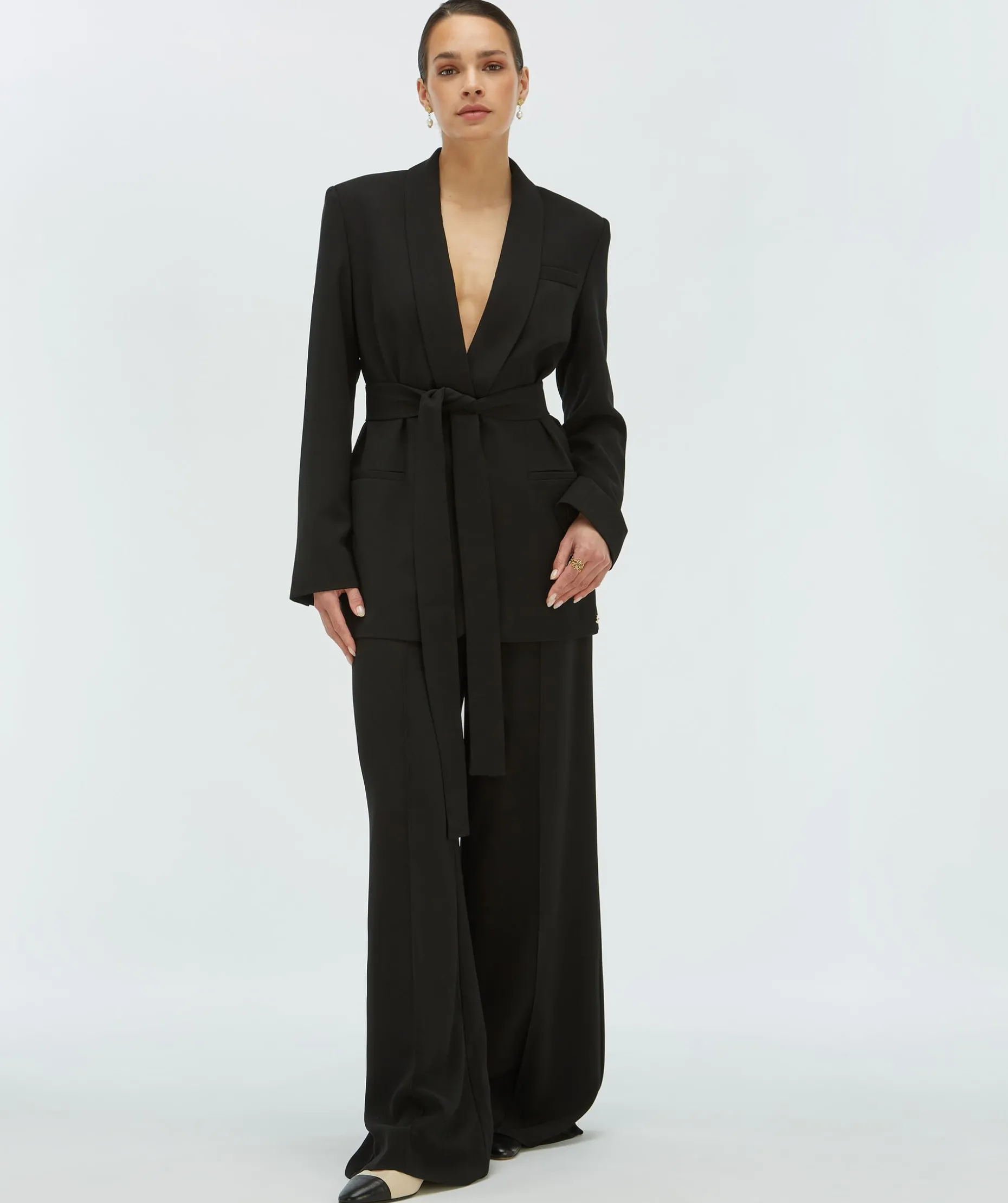 VIVA high waisted wide leg pantalon - black