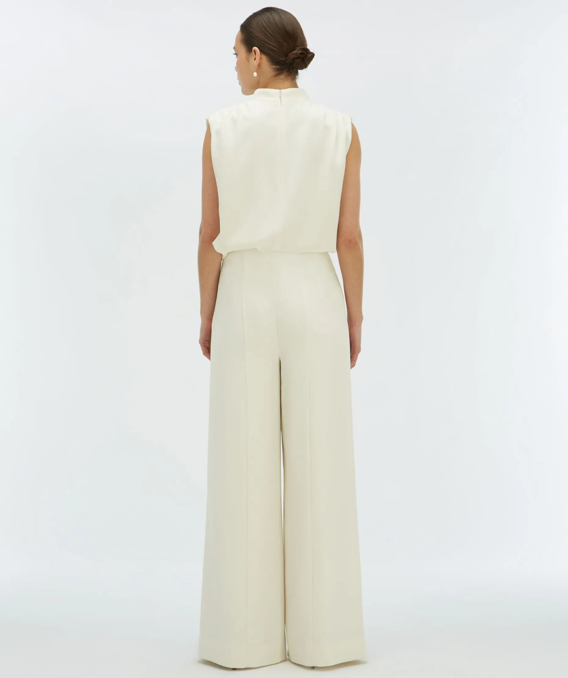 VIVA high waisted wide leg pantalon - cocoon white
