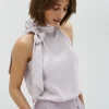 YANIEK loose fit top in satijn look - lilac