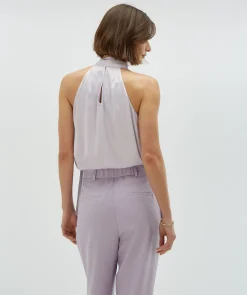 YANIEK loose fit top in satijn look - lilac