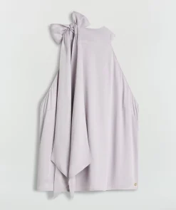 YANIEK loose fit top in satijn look - lilac