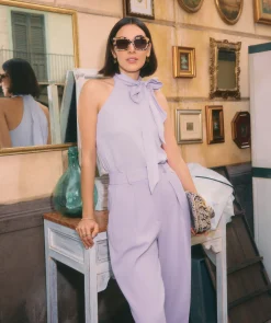 YANIEK loose fit top in satijn look - lilac