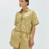 ZIYA cropped blouse met lurex - gold green
