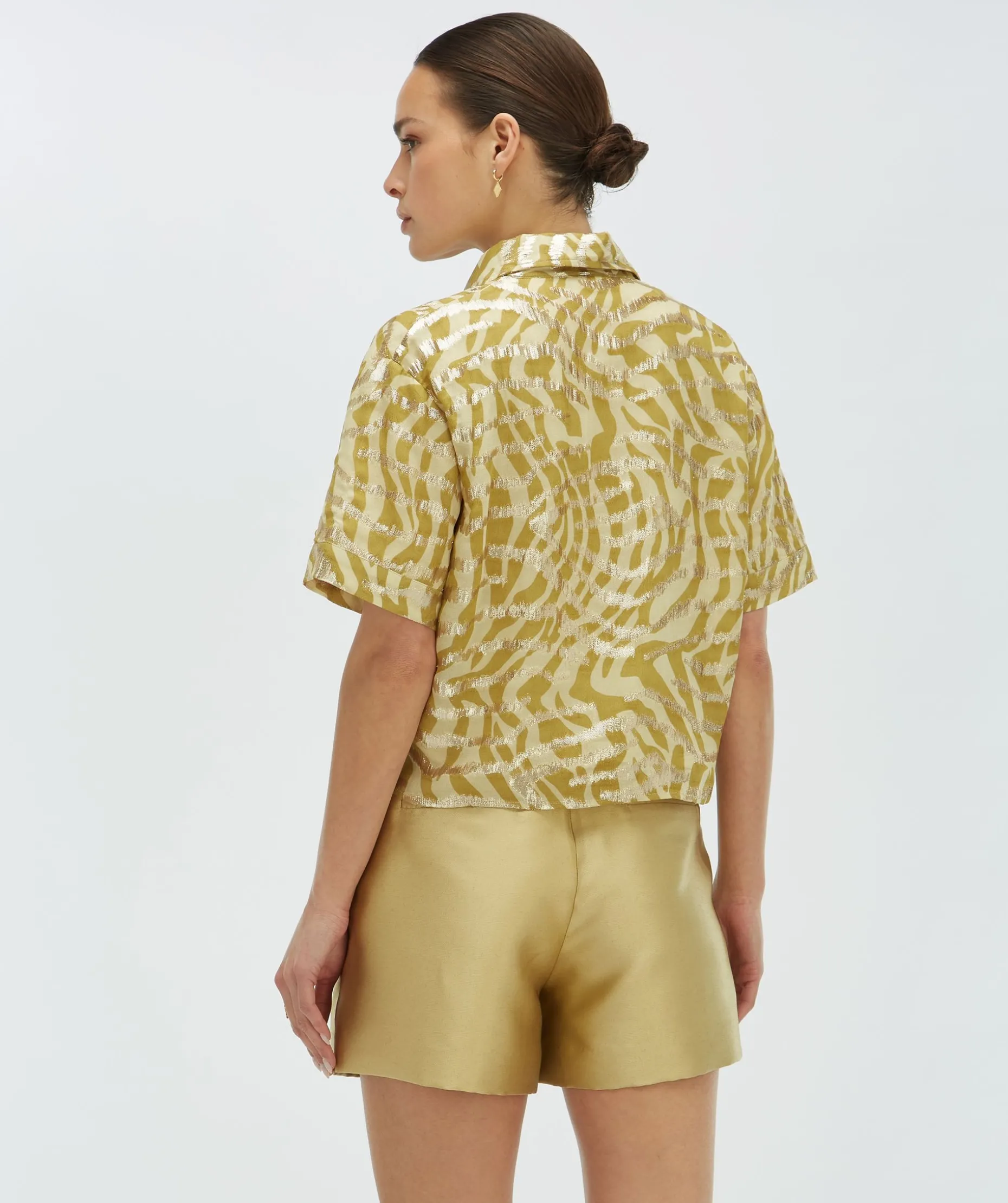 ZIYA cropped blouse met lurex - gold green