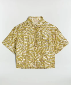 ZIYA cropped blouse met lurex - gold green